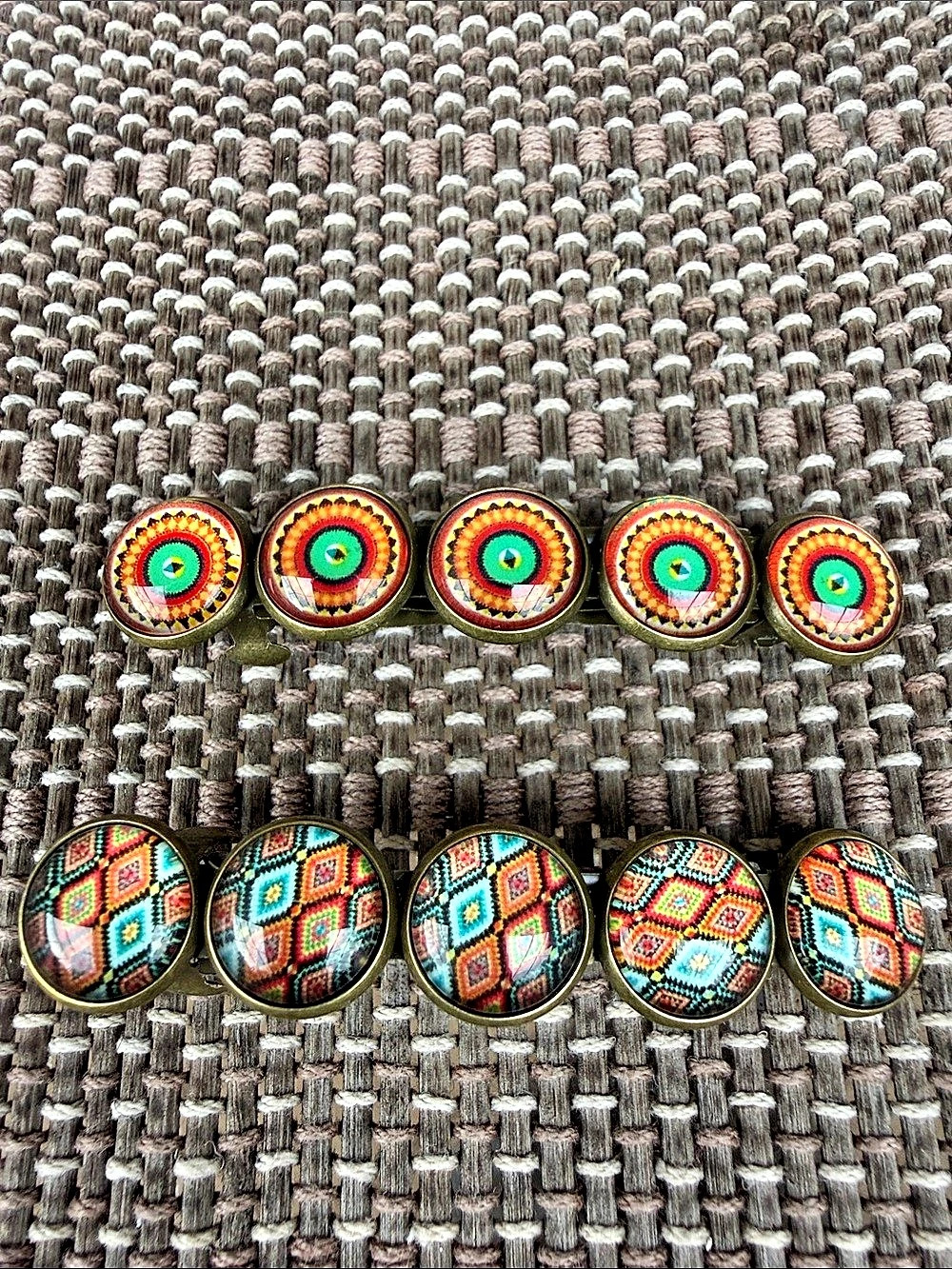 Mandala Multicolor Geometric Hair Clips Barrettes Like New
